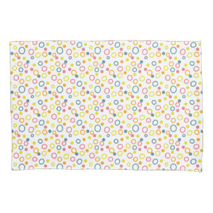 Teal Yellow Pink Orange Circles Dots Pillow Case
