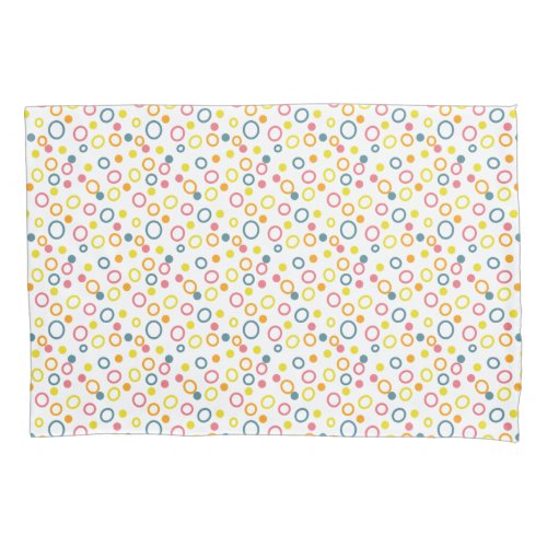 Teal Yellow Pink Orange Circles Dots Pillow Case