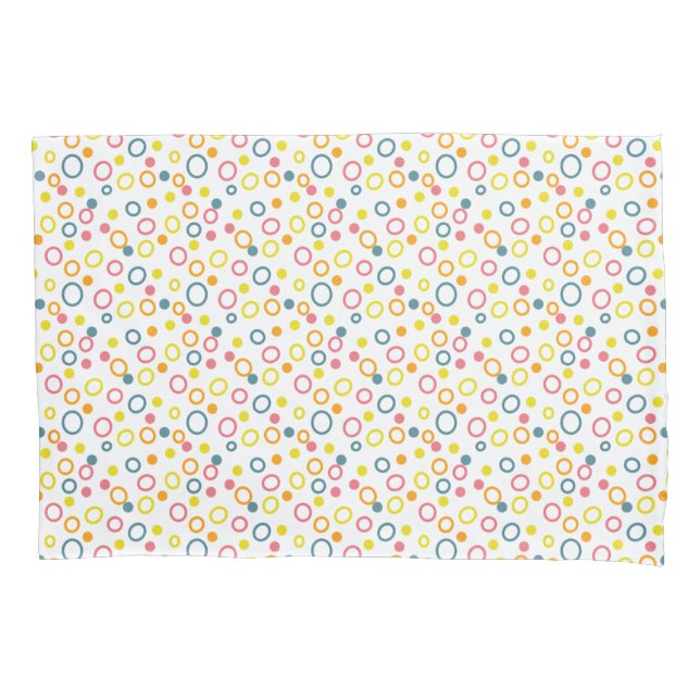 Teal Yellow Pink Orange Circles Dots Pillow Case (Front-Left)