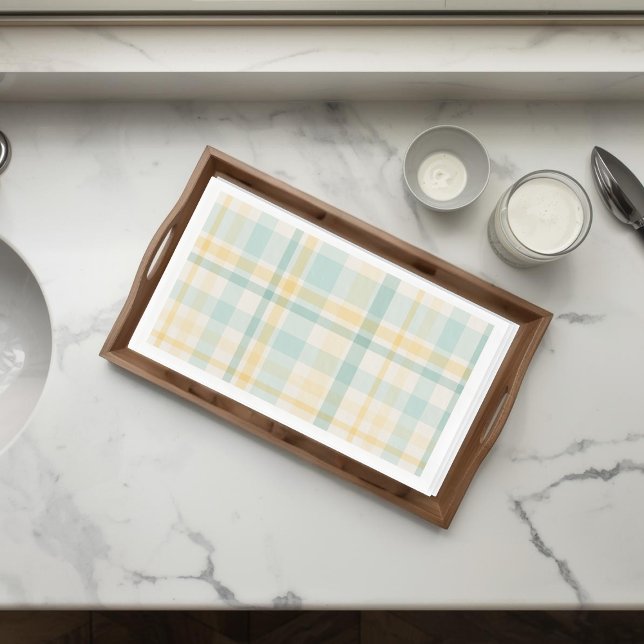 Teal Yellow Plaid Spring Easter Paper Guest Towels (Creator Uploaded)