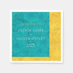 Teal Yellow Wedding  Napkins