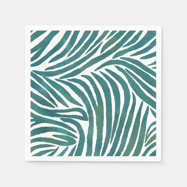 Teal Zebra Print Paper Napkins (Front)