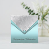 Teal Zebra Quinceanera 15th Birthday Invitation (Standing Front)