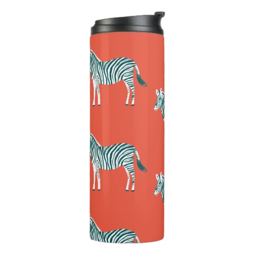 Teal Zebra Stripes Animal Print Thermal Tumbler