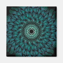 Teal Zentangle/Mandala Square Magnet