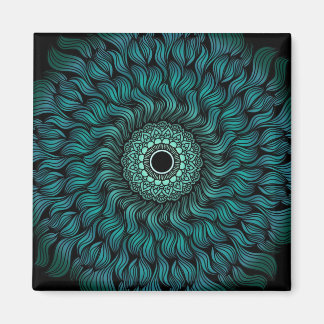 Teal Zentangle/Mandala Square Magnet