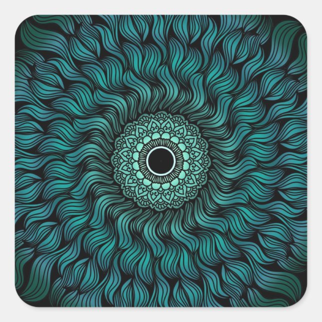 Teal Zentangle/Mandala Sticker (Front)