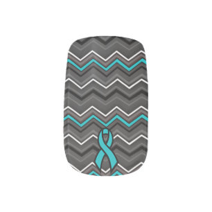 Teal Zig Zag Minx Nail Art