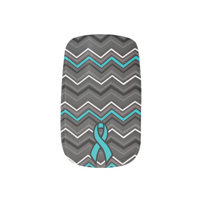 Teal Zig Zag Minx Nail Art (Left Thumb)