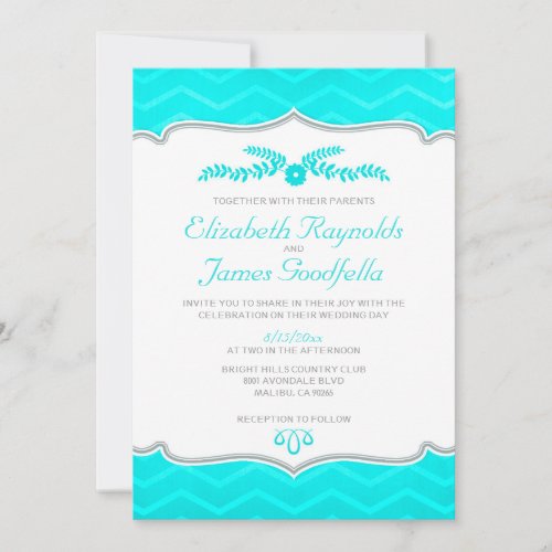 Teal Zigzag Wedding Invitations