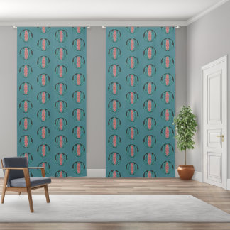 Teale Pink Art Nouveau Print Blackout Curtains