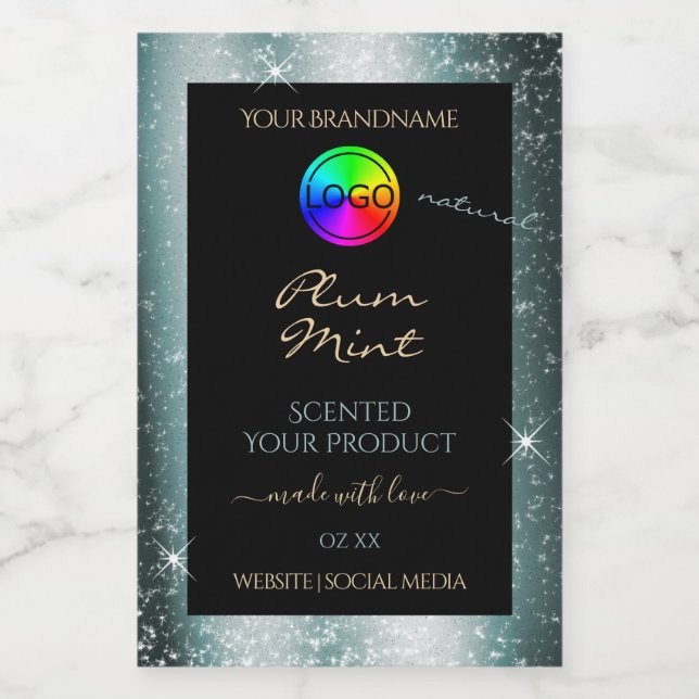 Tealish Metal Glitter Frame Product Label and Logo (Single Label)