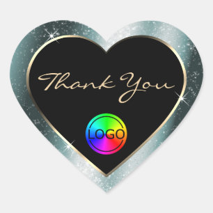 Tealish Metal Glitter Frame Thank You with Logo Heart Sticker