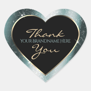 Tealish Metal Sparkle Glitter Frame Thank You Heart Sticker