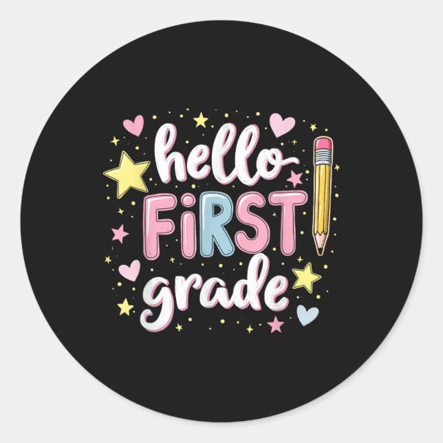 Team 1st Grade Back To School Outfit  Classic Round Sticker (Front)