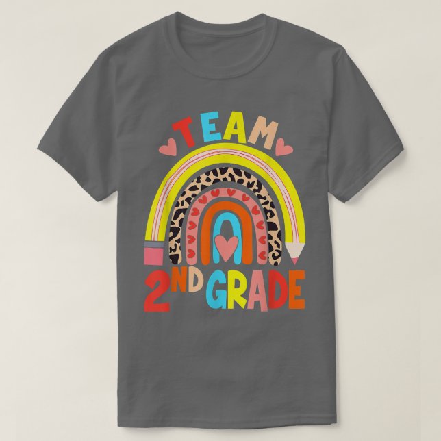 Team 2nd Grade Rainbow Leopard Back To School Teac T-Shirt (Design Front)