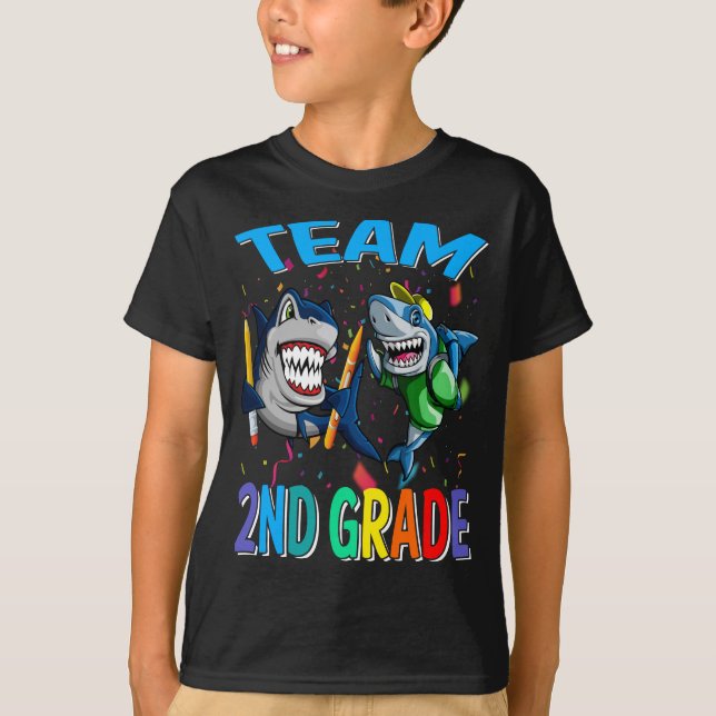 Team 2nd Grade Shark Back To School T-Shirt (Front)