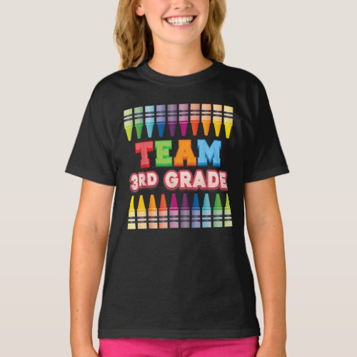 Team 3rd Grade Colorful Crayon Back To School T_Shirt