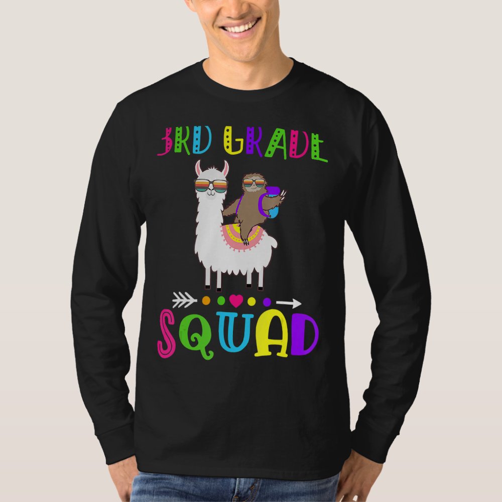 Discover Team 3rd Grade Squad  Llama Sloth Back To School Personalized T-Shirt