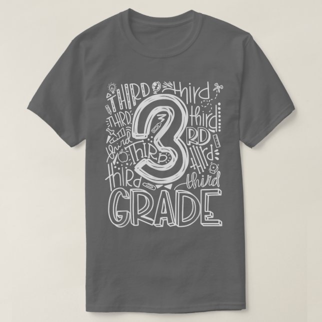 Team 3rd Grade Typography Teacher Back To School T T-Shirt (Design Front)