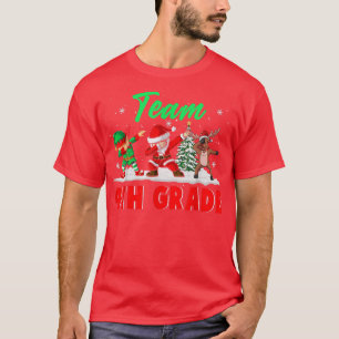 Team 4th Grade Funny Christmas Dabbing ELF Santa R T-Shirt