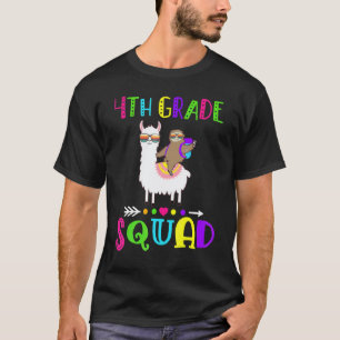Team 4th Grade Squad  Llama Sloth Back To School T-Shirt