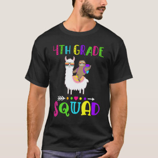 Team 4th Grade Squad Llama Sloth Back To School T-Shirt