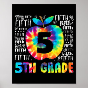 Team 5th Grade Typography Tie Dye Back To School T Poster