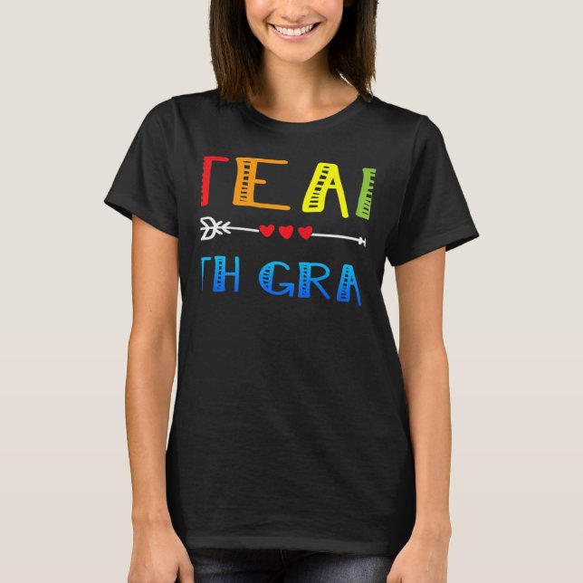 team 7th grade heart back to school teacher cute a T-Shirt (Front)