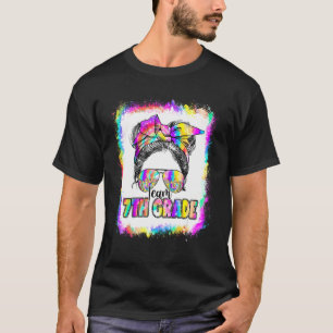 Team 7th Grade Messy Bun Girls Tie Dye Cute Back T T-Shirt