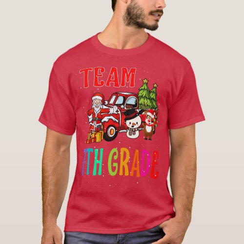 Team 7Th Grade Santa And Reindeer Christmas T_Shirt