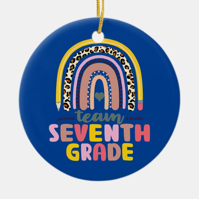 Team 7th Grade Seventh Teacher Student Team Back Ceramic Ornament (Front)