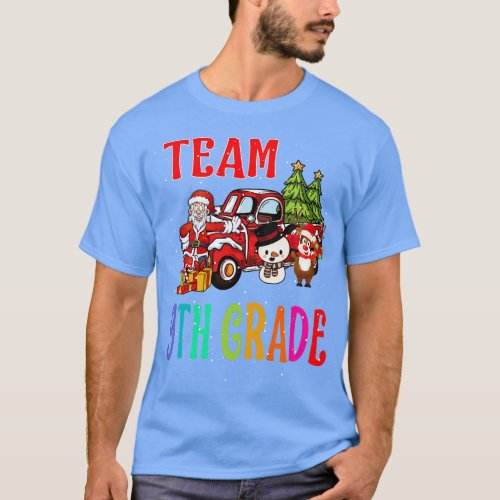 Team 9Th Grade Santa And Reindeer Christmas T_Shirt