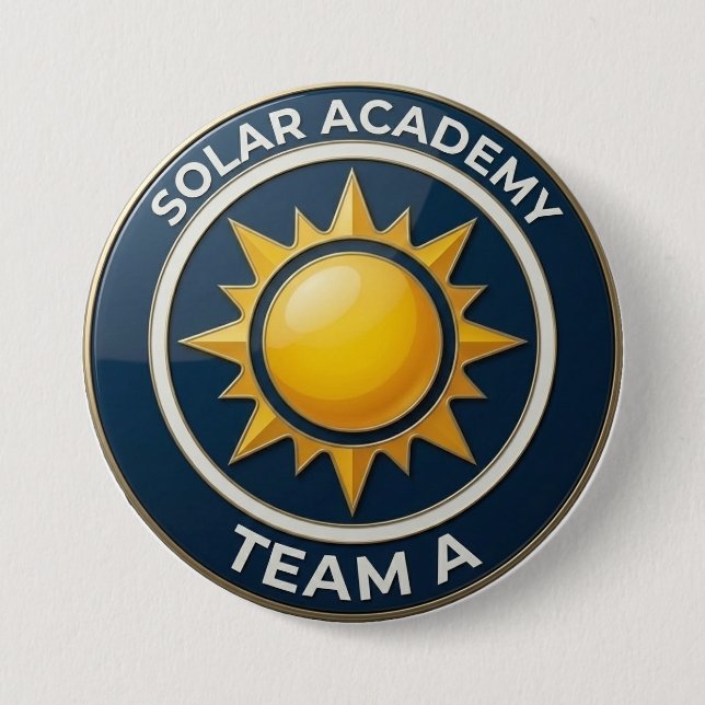 Team A – SOLAR ACADEMY Bold Text Design for Leader Button (Front)