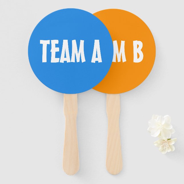 Team A Team B Competition Paddle Sign Hand Fan (Front and Back)