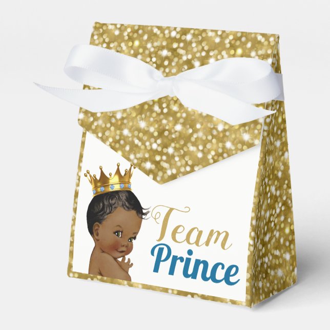 Team African Prince Gold Glitter Favor Tents Favor Boxes (Front Side)