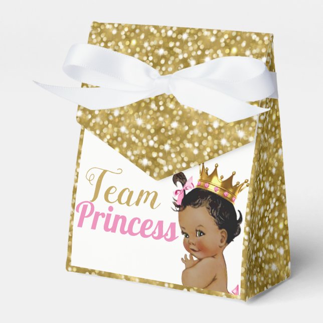 Team African Princess Gold Glitter Favor Tents Boxes (Front Side)