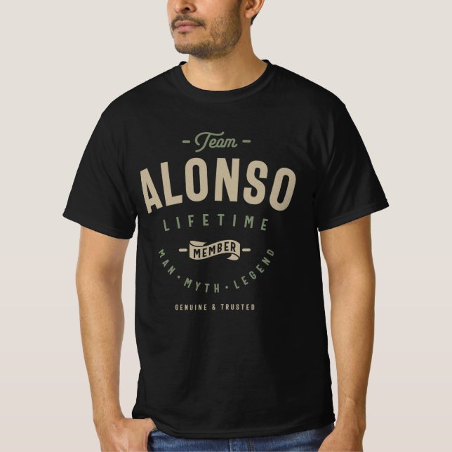Team Alonso Lifetime Member Personalized Name T-Shirt (Front)