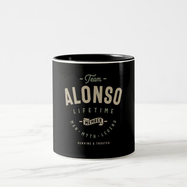 Team Alonso Lifetime Member Personalized Name  Two-Tone Coffee Mug (Center)