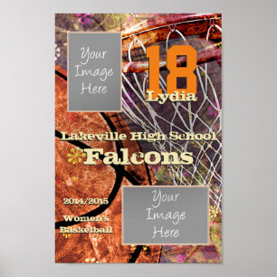team and player photo girls basketball poster