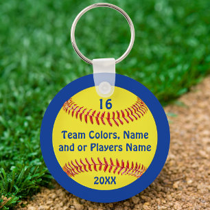 TEAM and PLAYER'S NAME, NUMBER Softball Keychains