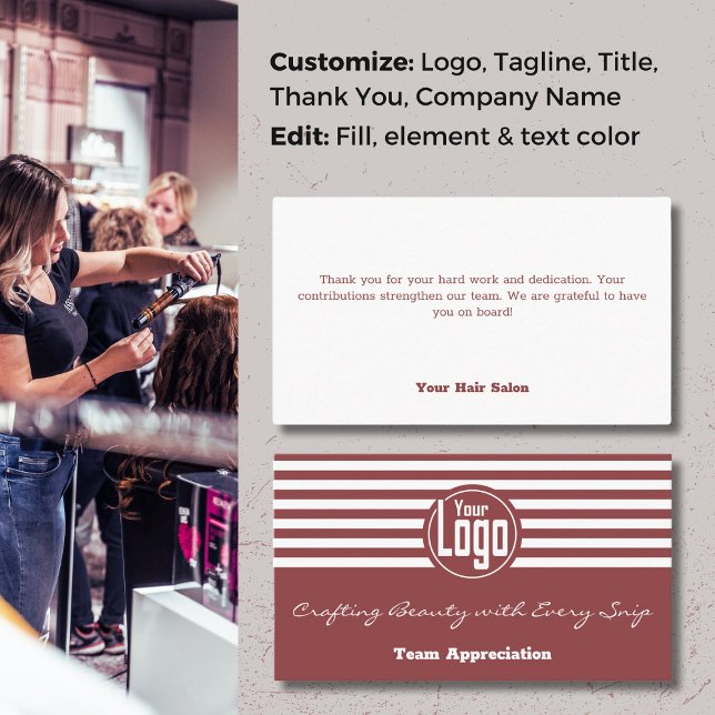 Team Appreciation Elegance: Hair Salon Thank You Business Card (Team Appreciation Elegance: Hair Salon Thank You Business Card)