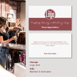 Team Appreciation - Logo Hair Salon Thank You Business Card<br><div class="desc">The Team Appreciation - Logo Hair Salon Thank You Business Card allows to celebrate the spirit of teamwork and dedication. The sophistication of smoky topaz blends with the purity of white in this landscape-format masterpiece. The top half features a two-tone design with the top half in white and the bottom...</div>