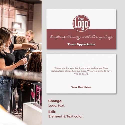 Team Appreciation _ Logo Hair Salon Thank You Business Card