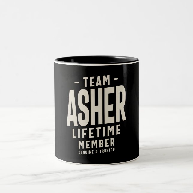 Team Asher Lifetime Member Personalized Name  Two-Tone Coffee Mug (Center)