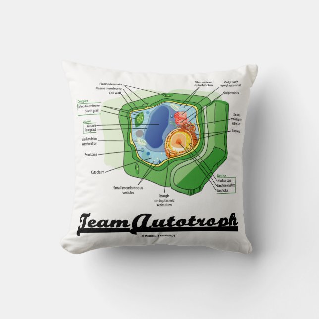 Team Autotroph Plant Cell Biology Humor Throw Pillow (Front)