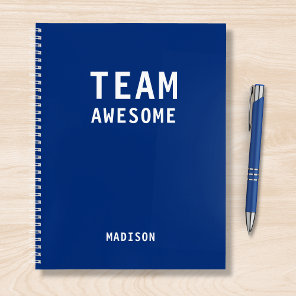 Team Awesome Blue Personalized Name Notebook