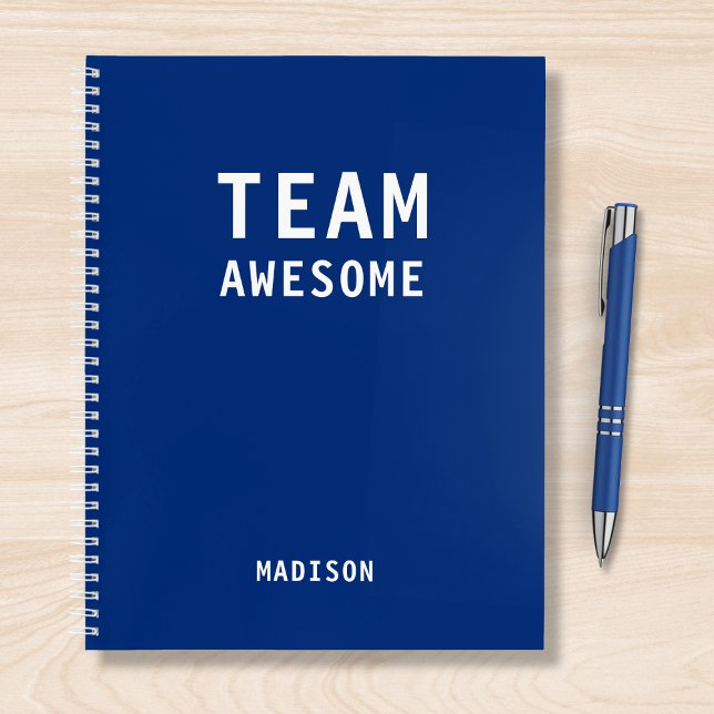 Team Awesome Blue Personalized Name Notebook (Creator Uploaded)