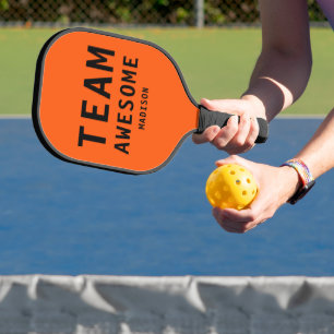 Team Awesome Orange Personalized Player Name Pickleball Paddle