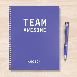 Team Awesome Purple Personalized Name Notebook